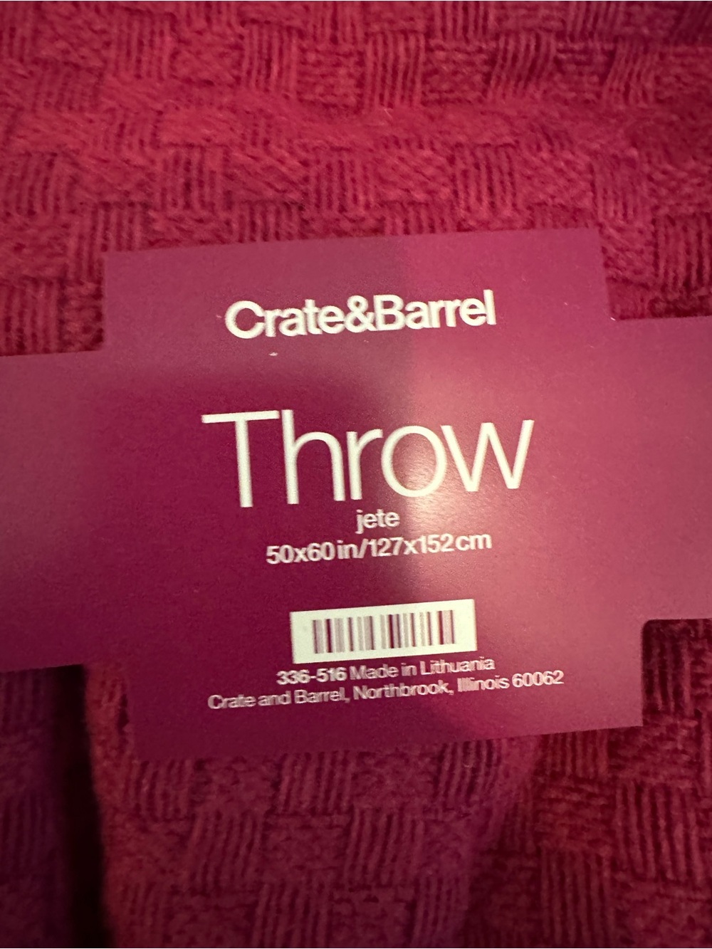 Crate&Barrel Basketweave Throw - Raspberry - Picture 3 of 3